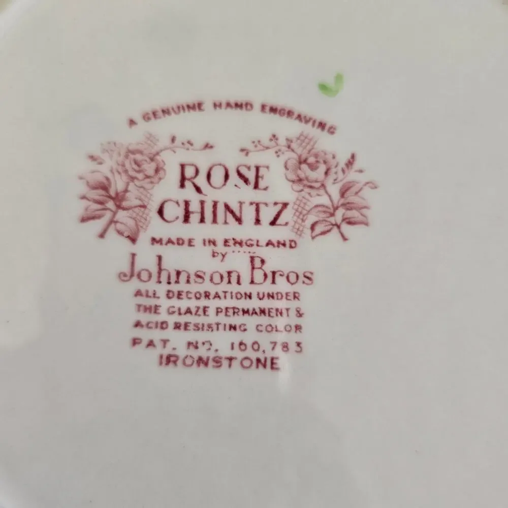 Vintage Johnson Brothers Rose Chintz Ironstone 2 Dinner Plates Cottagecore 1930s